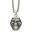 Antiqued Skull Pendant Necklace in Stainless Steel