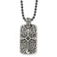 Stainless Steel Antiqued and Polished w/Black Agate Cross DogTag 30in Neckl