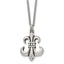 Stainless Steel Antiqued and Polished Fleur de lis 18in Necklace