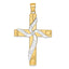 14K Gold & Rhodium Faith Hope Love Believe Cross Pendant Polished Solid Design