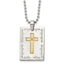 Stainless Steel w/18k Polished Laser Etched w/.01ct Dia Cross Necklace