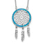 Sterling Silver Rhod-pltd Created Opal Dreamcatcher With 2in ext Necklace
