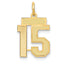 14K Gold Satin Finish Number 15 Charm Small, Laser Cut Design