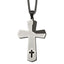 Chisel Stainless Steel Polished Black IP-plated Lord's Prayer Cross Pendant on a 24 inch Curb Chain Necklace