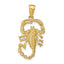 14K Gold Men's Scorpion Pendant with Polished Open-Back Design