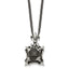 Stainless Steel Men's Necklace with Black Agate Fleur de Lis Pendant