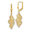 14K Gold Diamond-Cut Leverback Earrings with White Rhodium Finish