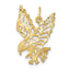10K Yellow Gold Solid Eagle Charm with Polished Diamond-Cut Finish 25mm