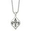 Men's Stainless Steel Fleur-de-lis Necklace with Polished Antiqued Finish