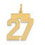 14K Gold Satin Number 27 Charm with Brushed Finish Medium