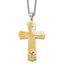 Chisel Stainless Steel Polished Yellow IP-plated Lord's Prayer Cross Pendant on a 24 inch Curb Chain Necklace