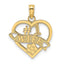 14K Gold #1 Wife Heart Charm with Textured Back Elegant Gift