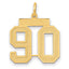 14K Gold Satin Number 90 Charm with Brushed Finish Laser Cut
