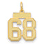14K Yellow Gold Satin Number 68 Charm with Brushed Finish