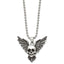 Chisel Stainless Steel Antiqued and Polished Skull with Wings Pendant on a 22 inch Ball Chain Necklace