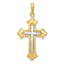 14K Two-Tone Gold Fleur De Lis Cross Pendant with Polished Finish