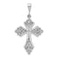 14K White Gold Fleur De Lis Cross Pendant with Rhodium Plating Elegant Themed Design