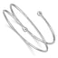 Sterling Silver 925 Flexible Slip-On Bangle with Rhodium Polished Finish