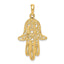 14K Gold Filigree Chamseh Pendant with Elegant Flat-Back Design
