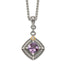 Shey Couture Sterling Silver with 14K Accent 18 Inch Antiqued Cushion Amethyst and Diamond Necklace