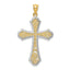 14K Gold Filigree Cross Pendant with Rhodium Accent Elegant and Timeless