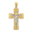 14K Two-Tone Gold Crucifix Pendant with Textured Solid Design 30mm
