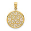 14K Gold Filigree Round Pendant with Polished Finish Elegant Design