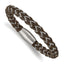 Stainless Steel Brushed Braided Wire and Brown Rubber Bracelet for Men