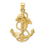 14K Gold Dolphin on Anchor Charm for Men Solid Cast Design