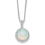 Cheryl M Sterling Silver Rhodium-plated Polished Lab Created Opal and CZ Halo Circle 16 Inch with 2 Inch Extension Necklace
