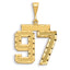 14K Gold Large Diamond-Cut Number 97 Charm with Brushed Finish