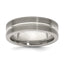 Titanium Wedding Band with Textured Lines and Polished Brushed Finish