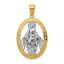 14K Gold Miraculous Medal Pendant with Rhodium Accent Polished Finish