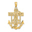 14K Gold Mariners Crucifix Pendant with Polished Textured Finish