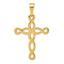 14K Gold Polished Cross Pendant with Flat Back Solid, Casted Design