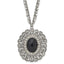 1928 Silver-tone Black Epoxy & Acrylic Fancy Bead With 3in ext. Necklace