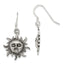 Antiqued 925 Sterling Silver Sun Earrings with French Wire Dangle Design