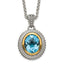 Shey Couture Sterling Silver with 14K Accent 18 Inch Antiqued Oval Bezel Light Swiss Blue Topaz Necklace
