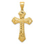 14K Gold Diamond-Cut Budded Cross Pendant with Polished Finish