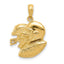 14K Gold Double Football Helmets and Ball Charm with Polished Finish