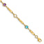 14K Gold Multi Gemstone Bracelet with Fancy Links and Polished Finish