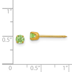 14K Gold August Birthstone Crystal Stud Earrings Elegant 3mm Design
