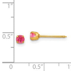 14K Gold Pink October Birthstone Crystal Stud Earrings for Women