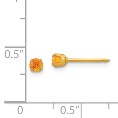 Inverness 14K Gold 3mm November Birthstone Crystal Stud Earrings for Women