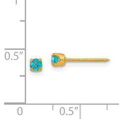 14K Gold December Birthstone Stud Earrings with Crystal Elegant 3mm Design