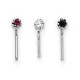 10k White Gold 1.5mm Set Of 3 CZ Nose Studs