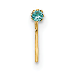 10K Yellow Gold CZ Nose Stud Set with Hollow Die Struck Design
