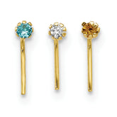10k 1.5mm Set Of 3 CZ Nose Studs