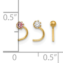 10K Gold CZ Nostril Studs Set with Elegant Yellow Finish
