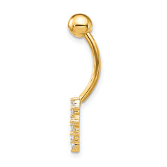 10K Yellow Gold Heart Belly Dangle with Clear CZ Elegance